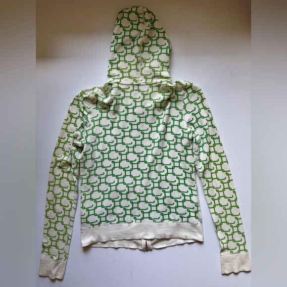Juicy Couture zip up hoodie Tracksuit Jacket Geometric Green Ivory Vintage Rare - Picture 2 of 3